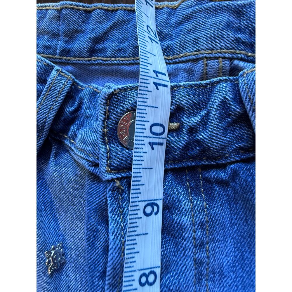 H&M Vintage Fit High Waisted Button Fly Silver Studded Denim Jeans Size 31 - Picture 9 of 11
